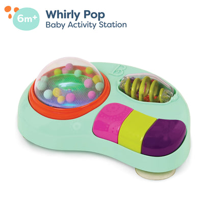 B. toys – Baby Activity Station – High Chair Suction Cup Toy with Music & Lights – Sensory Activity Center – Developmental Toys for Babies, Infants – whirly pop – 6+ Months
