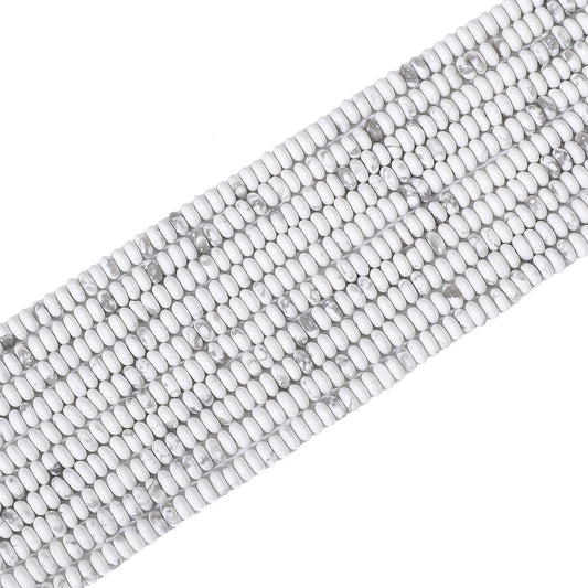 BEADIA Natural White Howlite Disk Stone Beads 4x2mm 160pcs Rondelle Loose Semi Gemstone Beads for Jewelry Making Design