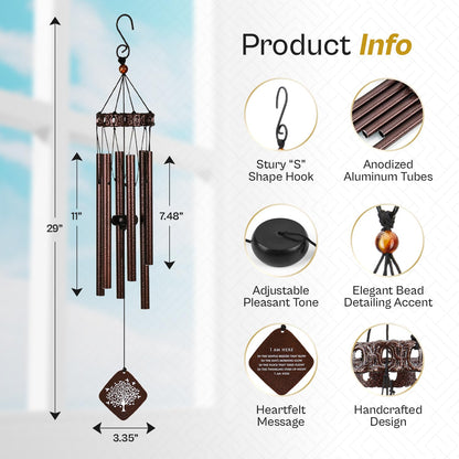 Memorial Wind Chimes I Tree of Life Wind Chime I Windchimes in Memory of a Loved One I Bereavement Gift for Loss of Father, Mother, Wife, Husband I Condolence Remembrance Gift I 29" Bronze