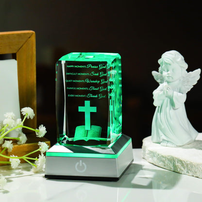 Movdyka 3D Crystal Christian Gifts for Women Men Faith, Inspirational Bible Verse Religious Gift Keepsake with Colorful LED Night Light, Get Well Spiritual Gifts Ideas for Birthday