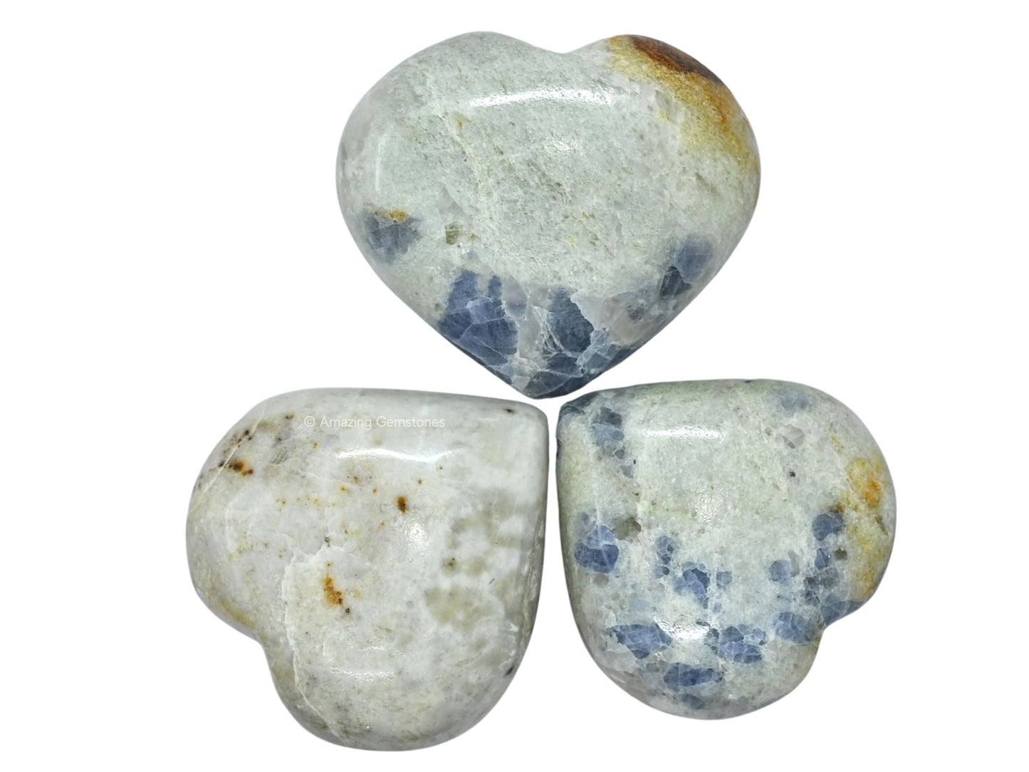 Amazing Gemstone Hackmanite Fluorescent Sodalite Crystal Heart Palm Stone - Pocket Massage Worry Stone for Natural Body Chakra Balancing, Reiki Healing and Crystal Grid