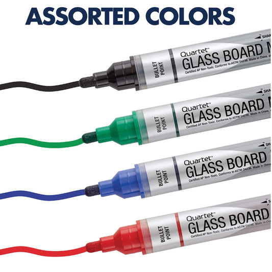 Quartet Glass Board Dry Erase Markers, Premium Whiteboard Markers, Bullet Tip, Assorted Colors, 12 Pack (79554)