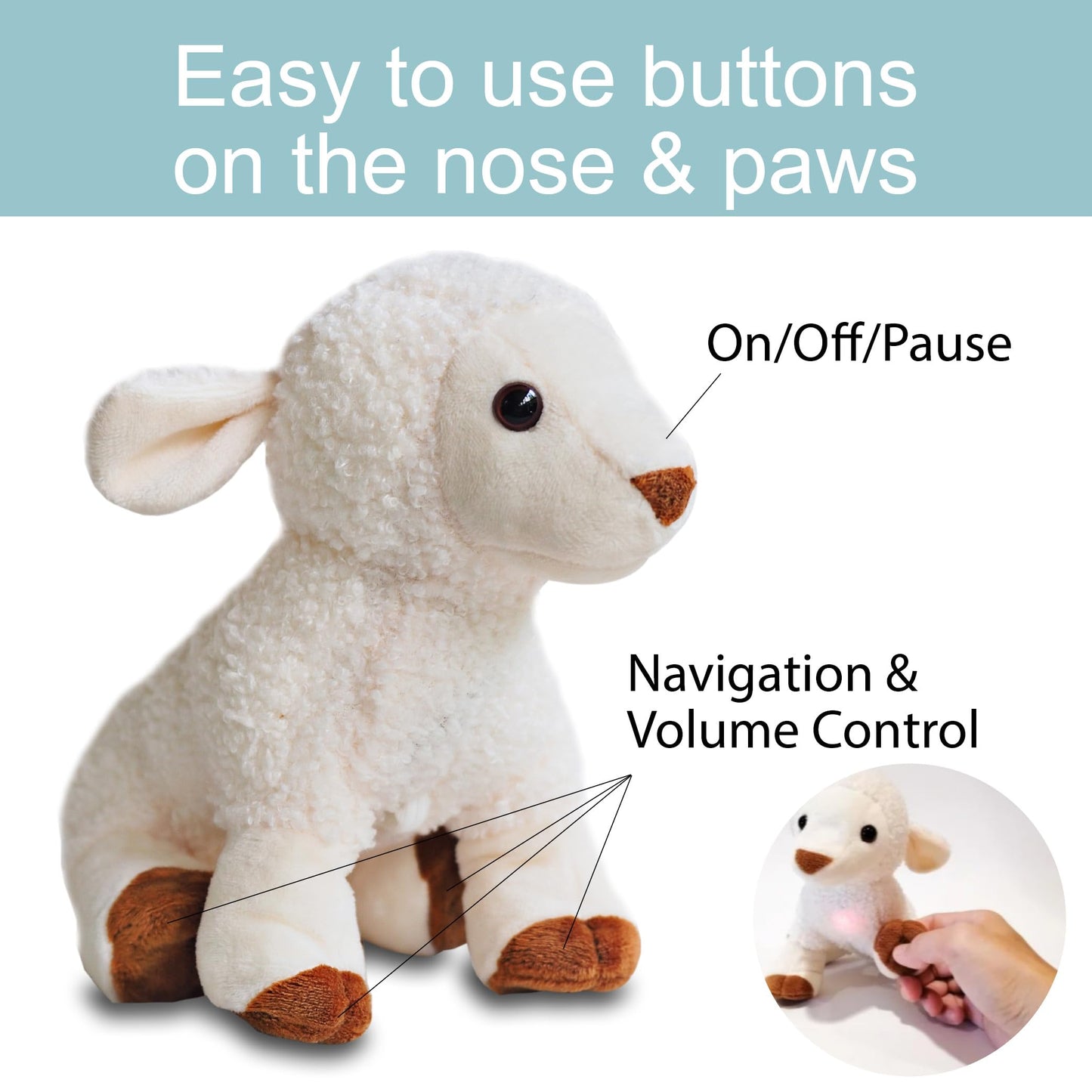 Kulumi My Little Lamb - Singing Lamb w/Audio Bible, Stories and Songs (3+), Musical Stuffed Animal for Baby – Christian Toy for Children to Help Sleep & Memorize The Bible – Ideal Gift for Kids