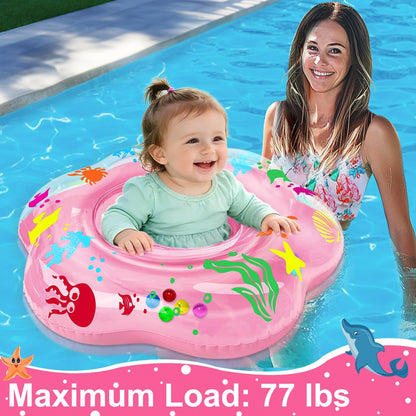 25.6" Inflatable Baby Pool Float for 6-36 Months Anti-Flip Safety Baby Swimming Float Toddler Swim Trainer Water Toys, Infant Swim Floats, Toddler Floaties, Kids Beach Toys Summer Essentials