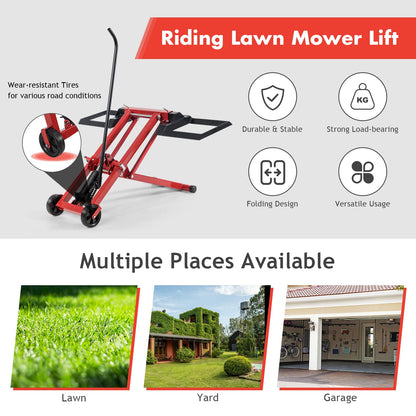 IRONMAX Lawn Mower Lift, 500 LBS Weight Capacity, Zero Turn Mower Hydraulic Jack with Non-Slip Wheels, Adjustable Riding Lawn Tractor Lift for Maintenance and Repair