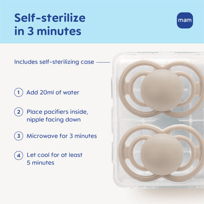 MAM Perfect Baby Pacifier 16+ Months, Extra Thin Nipple, Developed with Orthodontists, Clinically Proven, Glows in The Dark, BPA-Free Silicone, Pack of 2, Made in Europe