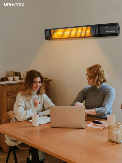 BrewVox Carbon Infrared Electric Outdoor Patio Heater, Smart App-Controlled with Remote On/Off & Timer for Living Room, Bedroom, Garage, Office