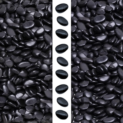 gemshan 2lb Black Pebbles for Plants Polished Stone Bulk 7mm-9mm River Rocks for Aquarium Vase Plant Decoration
