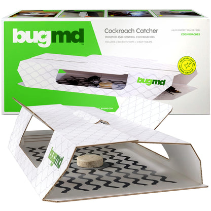 BugMD Indoor Cockroach Killer & Roach Trap - Sticky Insect, Spider, Cricket Control for Home - Glue Traps Pest Defense, 12 Pack Sticky Bug Solution