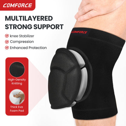 COMFORCE Protective Knee Pads with Thick Sponge for Volleyball, Anti-slip Knee Brace Collision Avoidance Knee Sleeve for Basketball, Gardening Housework, Yoga, Skateboarding, M