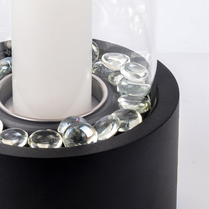 Rixordd Black Hurricane Candle Holder with Round Metal Tray – Clear Glass Cylinder Pillar Candle Holder Lantern, Decorative Table Centerpiece for Home Decor, Wedding, Christmas