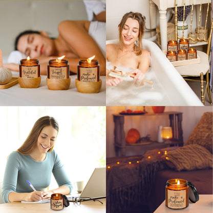 Roowest 10 Jars Candles 3.5 oz Employee Appreciation Gifts Bulk Soy Wax Jar Inspirational Candle Thank You Gift for Coworkers Women Social Worker Volunteer Teacher Nurse(Amber,Pretty,Lovely)