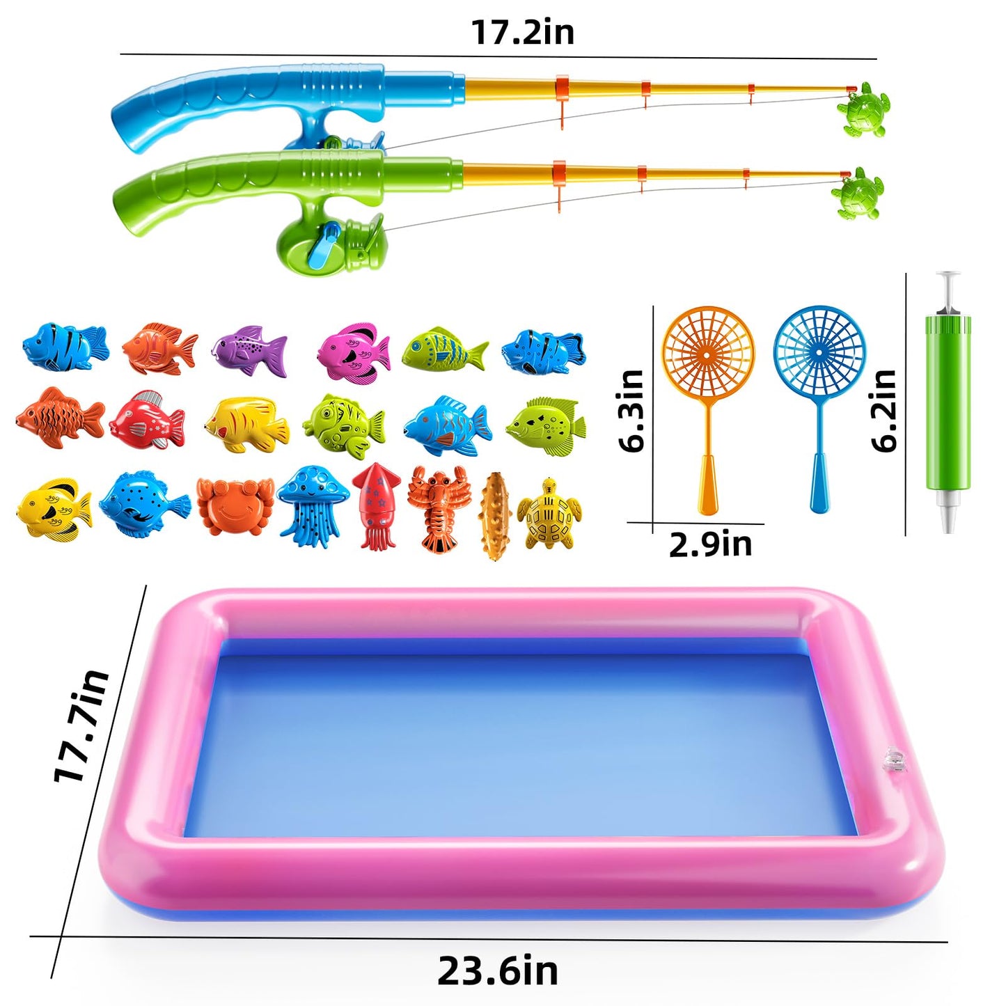TEMI Fishing Toy for Kids 3-8 Years Old, Bath Toy for Child, Magnetic Fishing Pole for Toddlers, Summer Water Toys for Boys and Girls, Outdoor and Indoor Toys, Gifts for Birthday and Holidays