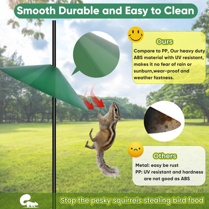 24-inch Large Outdoor Squirrel Baffles for Bird Feeders Pole, Two Way Use, Green Color
