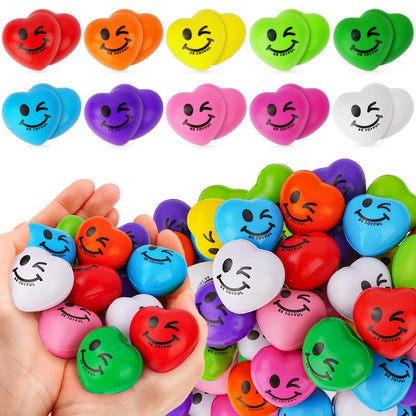 SHQDD Stress Balls, 100PCS Heart Stress Balls for Adults & Kids, Mini Foam Ball Stress Relief Toys, Fidget Anxiety & Anger Relief at Work/School/Home, Employee Benefits, Student Prizes, Party Favors