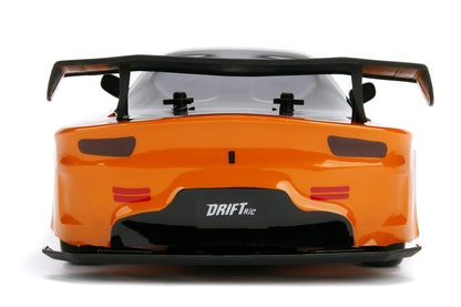 Jada Toys Fast & Furious Han’s Mazda RX-7 Drift RC Car, 1: 10 Scale 2.4Ghz Remote Control Orange & Black, Ready to Run, USB Charging (Standard) (99700)