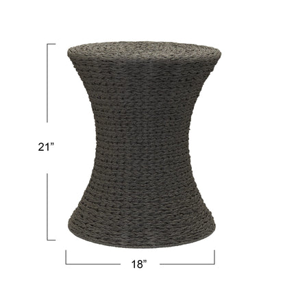 Household Essentials Handwoven Paper Rope Stool with Hourglass Shape, Gray