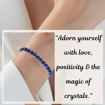 Amazing Gemstone Blue Cats Eye Bracelet for Women Men's Gifts - Protection Healing Crystal Bracelet - 6mm Gemstone Beaded Adjustable Bracelet Pulseras Para Hombres Mujer Stocking Stuffers