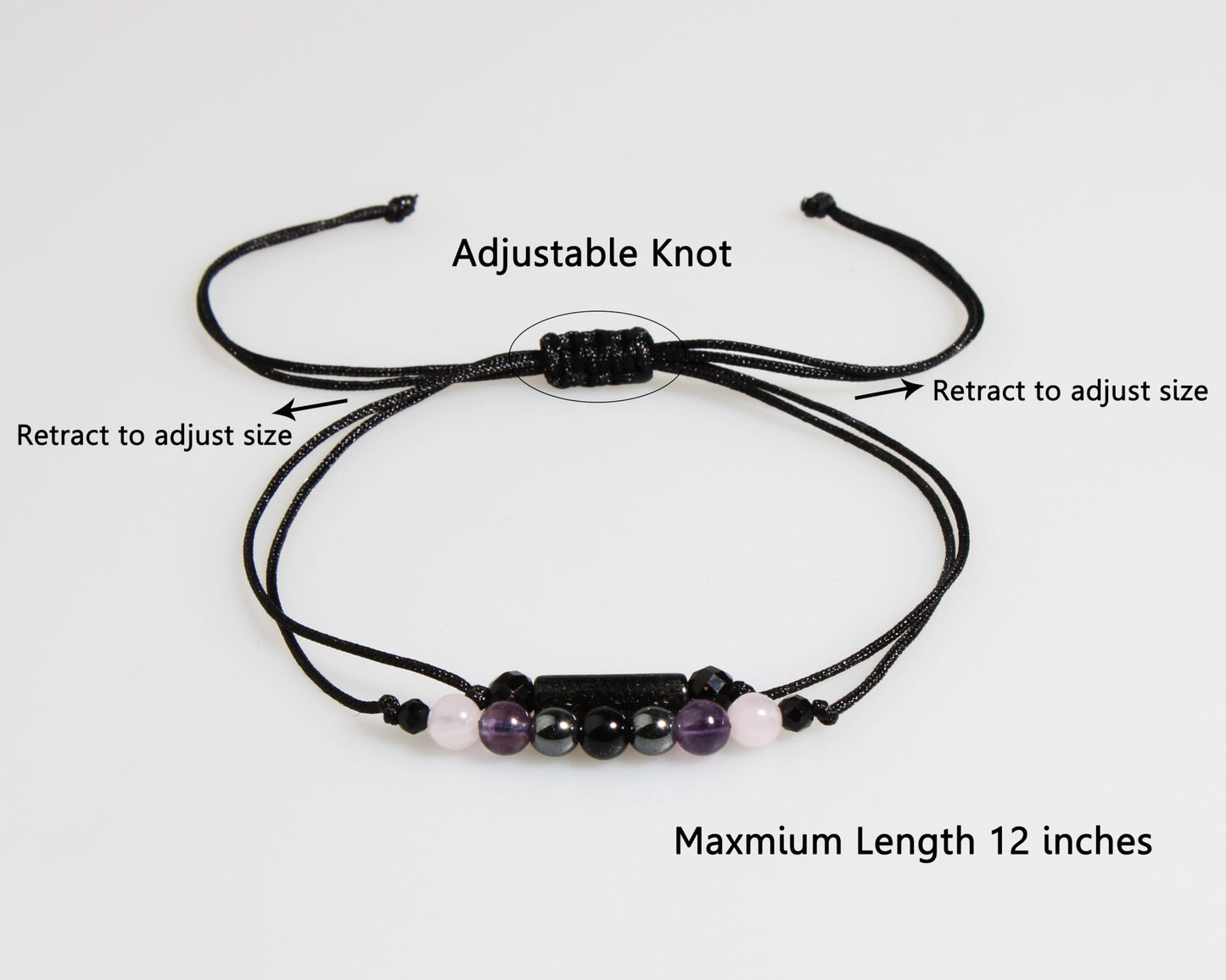 QqzsJewls Empath Protection Bracelets for Women Men, Energy Protection Gifts, Natural Healing Crystal Beads Bracelets, Tourmaline Obsidian Rose Quartz Amethyst Anxiety Relief Jewelry for Her Him