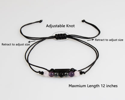 QqzsJewls Empath Protection Bracelets for Women Men, Energy Protection Gifts, Natural Healing Crystal Beads Bracelets, Tourmaline Obsidian Rose Quartz Amethyst Anxiety Relief Jewelry for Her Him