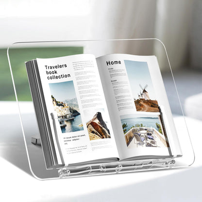 Acrylic Book Stand, Angle Adjustable Book Display Stand,Foldable Cookbook Stand, Lightweight Book Holder for Magazines, Laptop, Recipe, Textbook