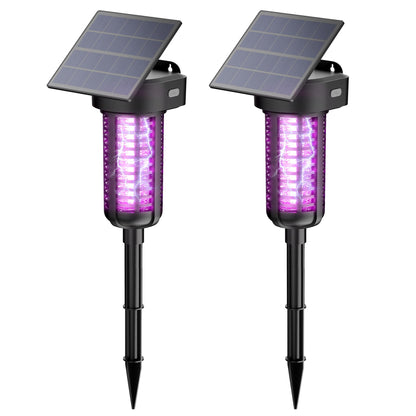 Solar Powered Bug Zapper Light 2 Pack Waterproof Outdoor Mosquito Killer Lamp Auto On/Off Cordless Garden Mosquito Zapper