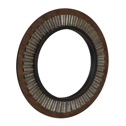 Household Essentials Household Essentials Wood Framed Sunburst Metal Mirror, Brown