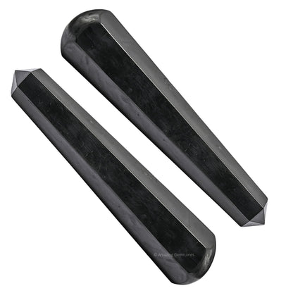Amazing Gemstone Shungite Crystal Wand Massage Stick - Pelvic Wand Gua Sha for Adults - Crystals and Healing Stones Massage Wands for Adults Gifts (Pointed)