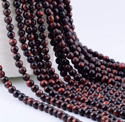 Natural Stone Beads 100pcs 8mm Red Tiger Eye Round Genuine Real Stone Beading Loose Gemstone Hole Size 1mm DIY Charm Smooth Beads for Bracelet Necklace Earrings Jewelry Making (Red Tiger Eye, 8mm)