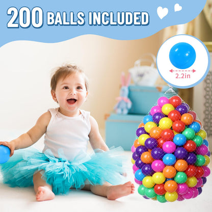 Foam Ball Pit for Toddlers with 200 Balls, Large Baby Ball Pit for Babies with Soft Memory Sponge, Indoor Outdoor Baby Playpen, Kids Play Ball Pool, Gift Toys for Infants Boys and Girls