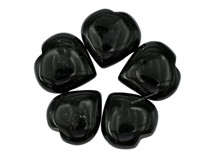 Amazing Gemstone Natural Black Tourmaline Crystal Heart Palm Stone - Pocket Massage Worry Stone for Natural Body Chakra Balancing, Reiki Healing and Crystal Grid