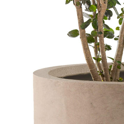 Kante 9.8",12.6",15.7" Dia Round Concrete Planter Set of 3, Modern Style Large Cylindrical Plant Pot with Drainage Hole and Rubber Plug for Indoor Outdoor Patio, Weathered Concrete