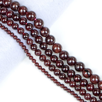 AD Beads Natural Gemstone Round Loose Beads 15" for Bracelet Necklace Earrings Jwelery Making Crafts DIY (10mm, Dark Red Garnet)