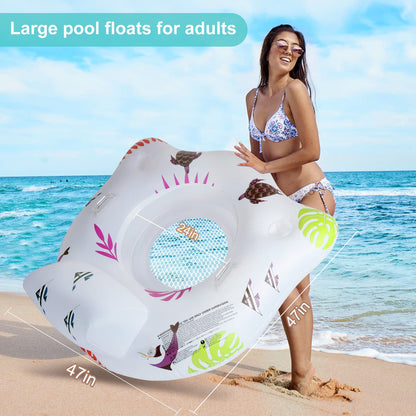DeeprBlu Inflatable Pool Floats Chair with Color Changing Light, Solar Water Floats for Adults with 2 Cup Holders & 2 Armrests, Beach Float Pool Sofa, Pool Raft Lounge Pool Floaties for Adult