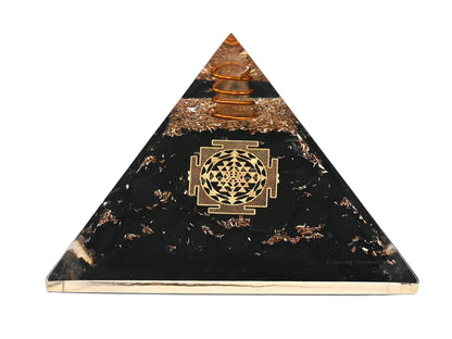 Amazing Gemstone Large Black Tourmaline Orgone Pyramid Crystal, Sri Yantra Orgonite Pyramid, Positive Energy Healing