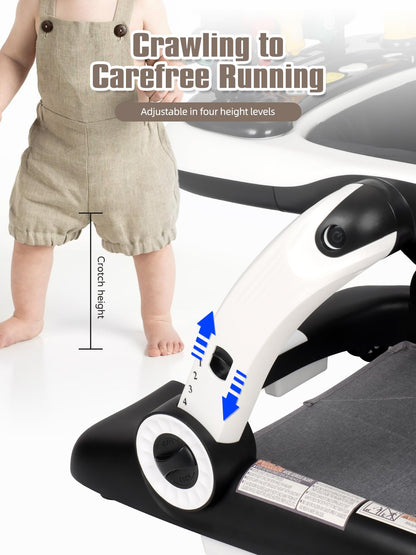 Music and Lights Baby Walker with Wheels, 6 in 1 Baby Activity Center w/Ergonomic backrest Design, Baby Walkers for Boys w/Foot Pads, Music Bouncer Walkers for Boys Girls Babies 6-18 Months, Black