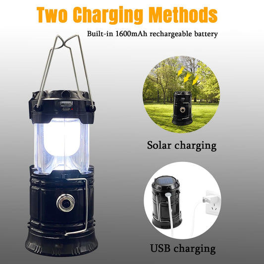 Collapsible Portable LED Camping Lantern XTAUTO Lightweight Waterproof Solar USB Rechargeable LED Flashlight Survival Kits for Indoor Outdoor Home Emergency Light Power Outages Hiking Hurricane 4-Pack