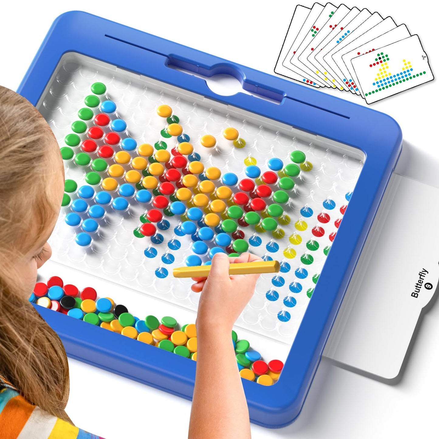 Large Magnetic Dots Board for Toddlers, Magnetic Drawing Board for Kids, Magnetic Dot Art with Magnetic Pen, Montessori Preschool Education Travel Toys for Kids Boys Girls Age 2 3 4 5 6 7 8 Years Old