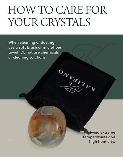KALIFANO Palm Stone with Healing & Calming Effects - AAA+ Grade High Energy Worry Stone with Information Card - Reiki Crystal Used for Courage (Family Owned and Operated) (Desert Jasper)