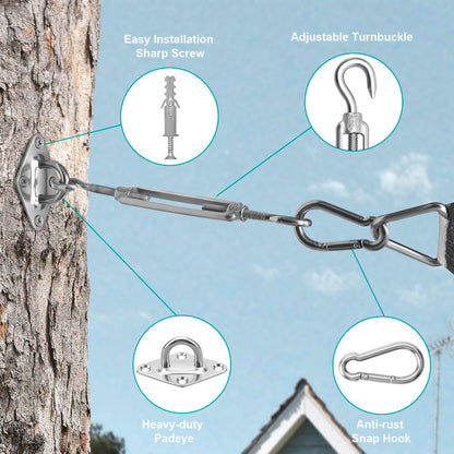 Sun Shade Sail Hardware Kit 6 Inch for Rectangle & Triangle Shade Sail Install, Stainless Steel Shade Sail Fixing Accessories for Outdoor Patio Canopy Garden, Heavy Duty Awning Attachment Set (44 Pcs)