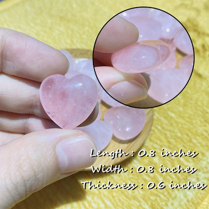 QINJIEJIE 20PCS Rose Quartz Thick Heart Crystals Stones Love Shaped Gemstones Pocket Palm Crystal Bulk Gifts Polished Thumb Stones Set Worry Stone Reiki Energy Balancing Meditation Stocking Stuffers Gift Bulk