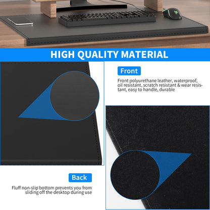 AKOZLIN 27.55”x 15.8" Soft PU Leather Surface Office Desk Mouse Mat Anti-Push Pad with Full Grip Fixation Lip Table Blotter Edge-Locked Protector