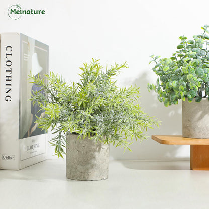 Meinature 3 Pack Life-Like Potted Fake Plant, Artificial Plants Indoor, Artificial Frost-Hung Green Plants，No Need for Maintenance，Suitable for Desktop or Shelf Decoration in Homes and Offices