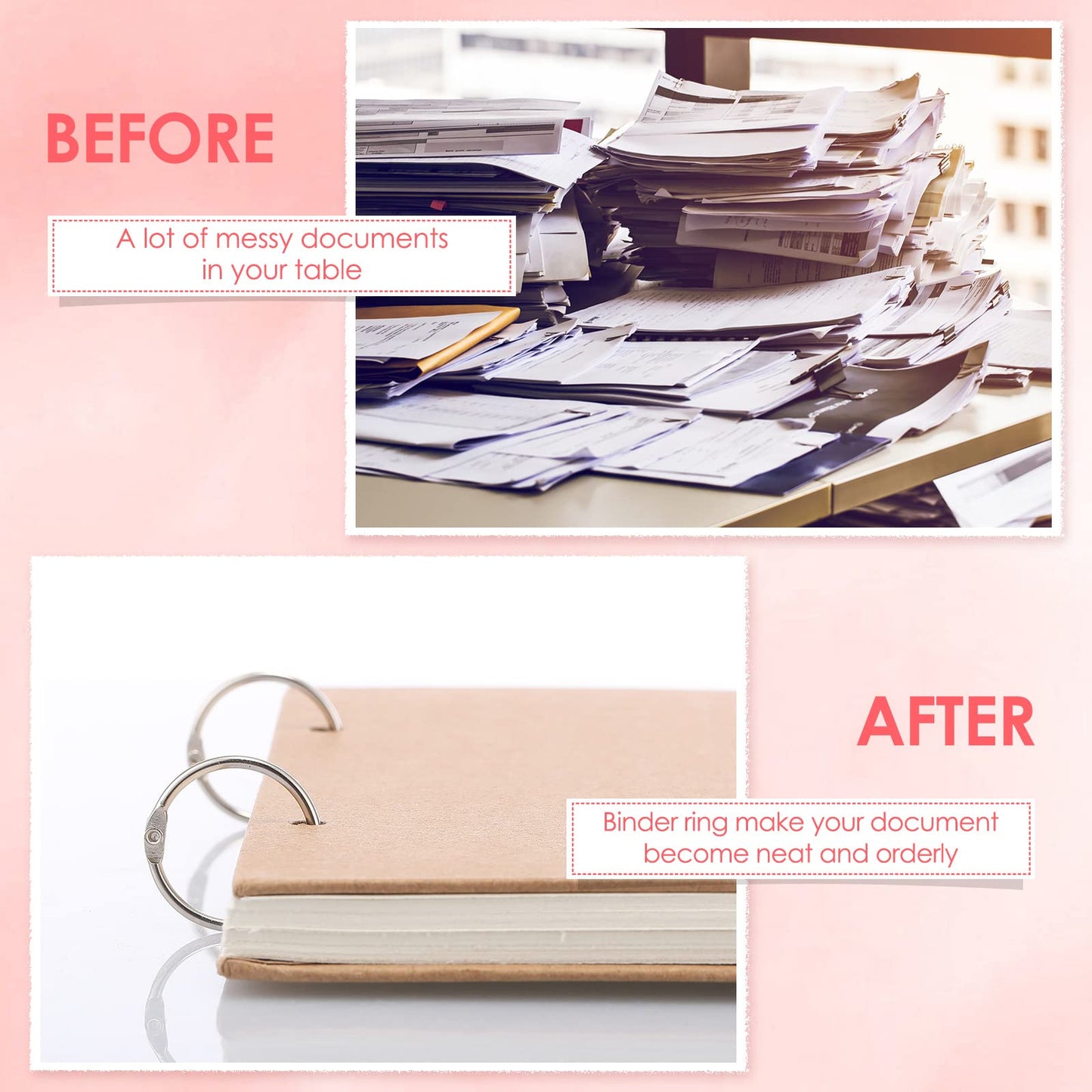 500 Pack Loose Leaf Binder Rings 1 Inch 25 mm Office Book Flashcard Rings Metal for Index Cards Binder Clips for School Home Office Supplies, Silver