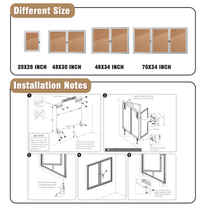 Mifuro 48"x30" Enclosed Bulletin Board, Outdoor Lockable Weather-Resistant Aluminum Cork Noticeboard for School & Office, Silver Frame w/Cork