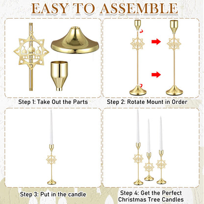 Ceenna 3 Pcs Ramadan Candle Holders, 3 Size Mosque Candlestick Holders, Gold Candle Holder for Eid Mubarak Ramadan Decorations Table Centerpiece Mantel Decor Housewarming Gifts