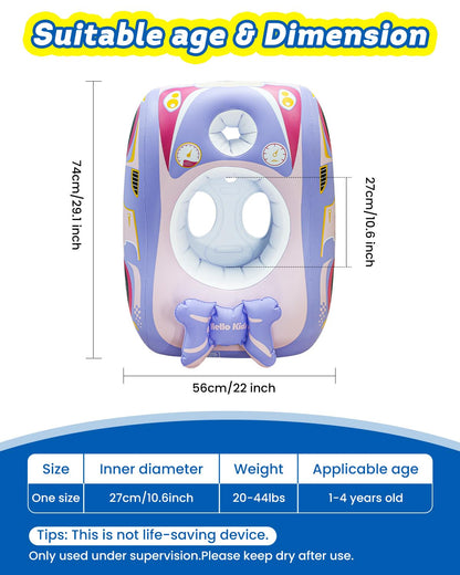 Automatic Water Gun with Baby Pool Float, Inflatable Car Toddler Pool Swimming Float, Pool Toys for 3+ Years Old Girls Boys Kids Purple-1pack