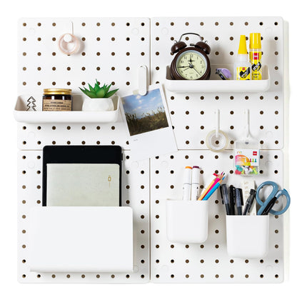VUSIGN Peg Board Combination Kit, 22"x22" Pegboards and Accessories for Wall Organization with Two Installation Modes, Pegboard Wall Organizer for Office, Home, Desk,White Peg Board
