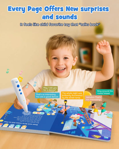 Musical Word Talking Pen Book Set, Interactive Audio Sound Books, Learning Education Toys, Early Educational Autism Therapy Birthdays for Toddlers Kids 1 2 3 4 5