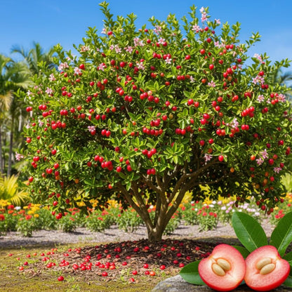 2 Barbados Cherry Plants Live, Cold Hardy Cherry Tree Live Plant, 5-7'' Tall, Sweet Cherry Tree